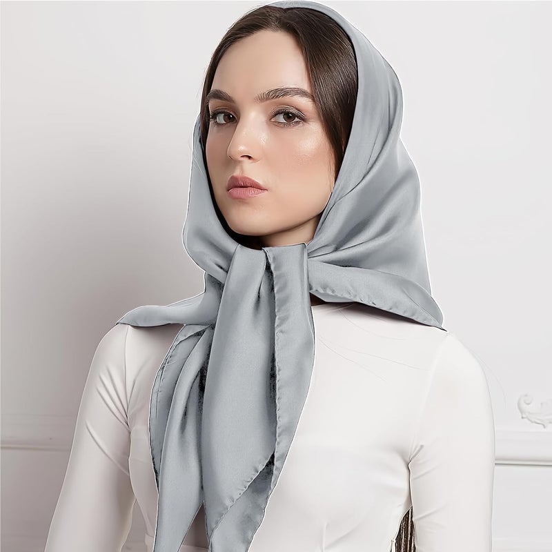 vimate 35" Square Silk Like Head Scarf - Women's Fashion Satin Scarf Bandana for Hair Wrapping at Night. - Image 5